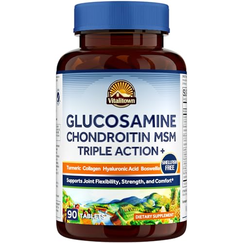 Colágeno, Vitalitown Glucosamina condroitina MSM, fórmula de triple acción+ articulación | 12 ingredientes amantes de las articulaciones, 4000+MG | colágeno,...