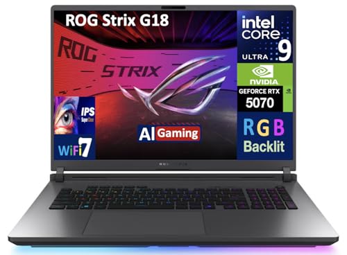 Image of ASUS ROG Strix AI Gaming Laptop 18 inch 240Hz IPS WQXGA Display (Intel Ultra 9-275HX, GeForce RTX 5070 8GB, 32GB DDR5, 2TB SSD, RGB KB, Thunderbolt 4, WiFi 7, Webcam, Win 11 Pro) w /USB-C Dock