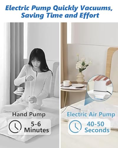 Image of KRUDA Space Saving vacuum bags for clothes with pump Vacuum Compression Storage Bags with Electric Pump | | Reusable Airtight Zip Bags for Blankets, Clothes, Travel Up to 80% Space Saving