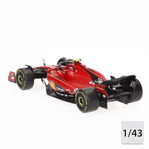 Bburago Formula 1 F1 FERRARI SF-23 Race Car (Sainz) - 1:43 Scale - Incredibly Detailed Die-Cast Replica Collectible Model Vehicle, Red/Black