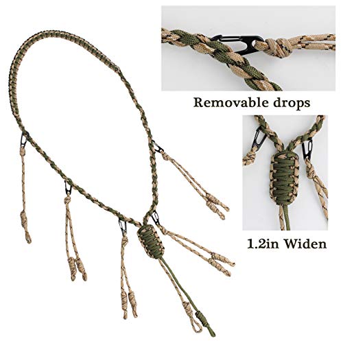 Yolyoo Duck Call Lanyard With Removable Drops 550 Paracord Hand Braided Secures 5 Calls Military Grade Adjustable Loops For Hunting Goose,Varmint, Predator, Deer Or Duck Calls #TOP2