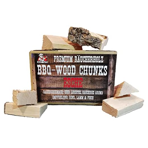 SMOKY TASTE BBQ Woodchunks som rökträ – lång, jämn rökutveckling – för rökning av kött, fisk och grönsaker – barbecue trächunks, rökelsechips, rökelseträ (ask)