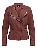 Kunstlederjacke ONLY Damen Onlava Faux Leather Biker Otw Noos Kunstlederjacke, Fired Brick, 36 EU