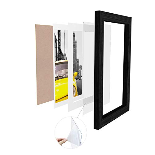 Emeyart 12X16 Picture Frames To Display 11X14 Documents With Mats Black Real Wood Photo Frames Wall Art Decorative For Living Room And Office Wall Decor #TOP2