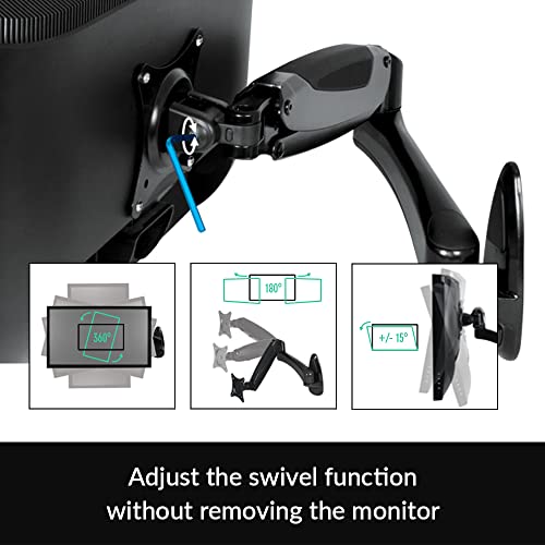 Image of ARCTIC W1-3D - Wall Mount Monitor 13 inch- 32 inch Screens I Extension Arm Monitors, Screens, TVs I Monitor Display Mounting I Full Motion Swivel I Gas Lift Arm Single Screen - Black