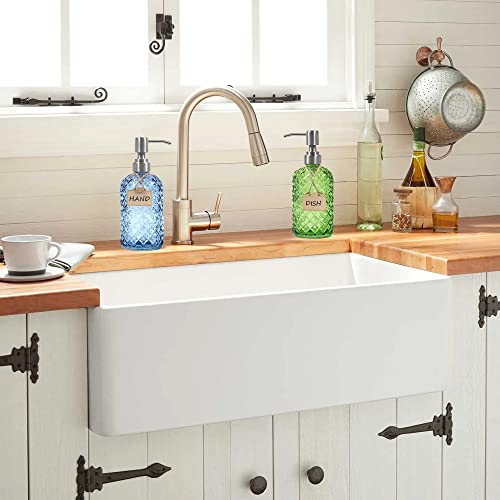 Funly mee Bathroom & Kitchen Glass Hand and Dish Soap Dispenser with 304 Rustproof Stainless Steel Pump (Blue) - Cosy Home Interiors Funly mee Bathroom & Kitchen Glass Hand and Dish Soap Dispenser with 304 Rustproof Stainless Steel Pump (Blue) - Image 3