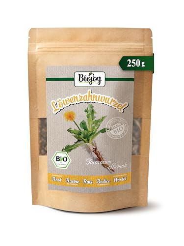 Biojoy Raíz de Diente de León Orgánica (250 g), seca y cortada, para Té e Infusión (Taraxacum officinale)