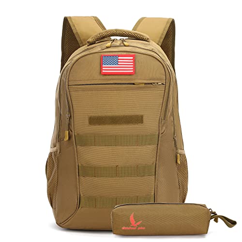 outdoor plus Mochila camuflada para meninos, mochila militar adolescente com porta USB, mochila militar para livros tática escolar, A-tan 40l-com bolsa