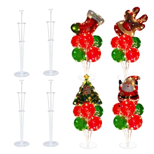 Juego de 4 soportes para globos, soporte para globos, soporte reutilizable para globos, para fiestas, bodas, cumpleaños, decoración de Navidad