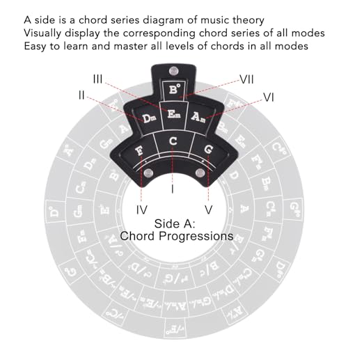Round Circle of Fifths Wheel Metal Melody Tool with Storage Bag,Aluminum Alloy Chord Wheel Melody Chord Tool Music Theory Learning Tool Music Transpose Accessories for Musicians - Image 2