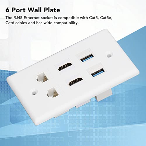 DAUERHAFT Placa de parede Cat 6, placa de parede Ethernet amplas aplicações ABS para computador para