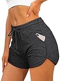Aloodor Womens Shorts Athletic with Pockets and Drawstring Dark Gray S