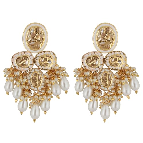 Image of Lucky Jewellery Back Meenakari 18k Gold Plated Set with Earring and Mang Tika Combo Uncut Big Faux Kundan Choker Necklace set (2415-J5SK-1815-PARENT)