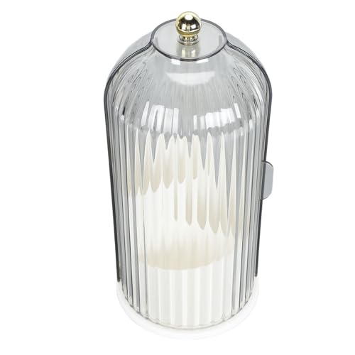 Eujgoov Organizador de Soporte de Cepillo Maquillaje Transparente con Tapa Dividida Almacenamiento Cosmético Giratorio 360 ​​Grados para Baño Escritorio Tocador (Base Blanca con Tapa Negra