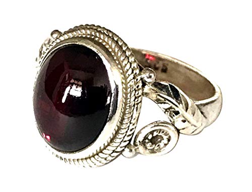 Shanya - Anello etnico, argento sterling, rosso