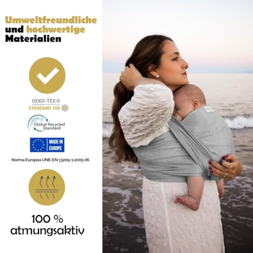 Amarsupiel | Wasser-Babytrage | Schnelltrocknend | Oekotex | Waterproof | Farbe Grau