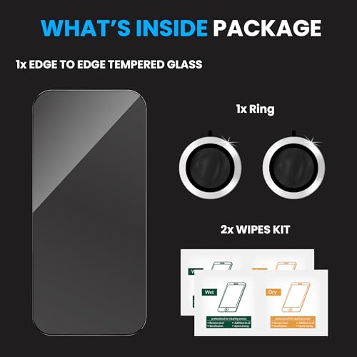 Image of FIRST MART Tempered Glass for Vivo V70 5G with Silver Camera Ring Guard & Installation Kit | HD Clear Edge-to-Edge Screen Protector, Scratch Resistant, Case-Friendly | Pack of 1