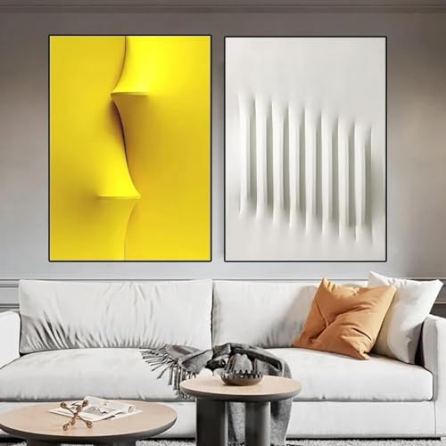 Affiche murale géométrie jaune pour illuminer un salon scandinave épuré - 2