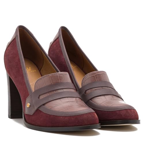 Image of MOOMMO Women Chunky Block Heel Pumps Closed Round Toe Slip On Oxford Loafers Shoes High Heels Snakeskin Work Pump Suede Loafer for Office Ladies Classic Formal Business Professional Fall 4-13 M US