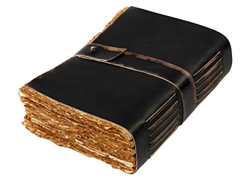 Leather Journal - Vintage Journal for Women Men - Book of Shadows -288 Pages Writing Journal - Antique Deckle Edge Handmade Paper of 200 GSM- 13 inches X 8 inches