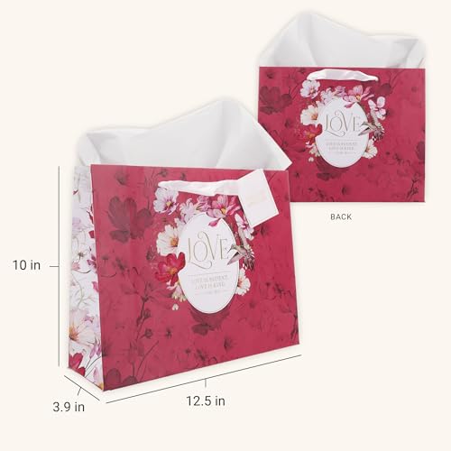Image of Christian Art Gifts Large Red Gift Bag with Tissue Paper, Love