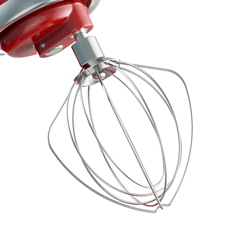 Image of Stainless Steel 6-Wire Whisk Attachment for KitchenAid Mixer, 4.5-5Qt Tilt-Head Stand Mixer Compatible, Dishwasher Safe, Ideal for Whipping Cream, Mixing Flour & Cake, Perfect for Mayonnaise Whisks