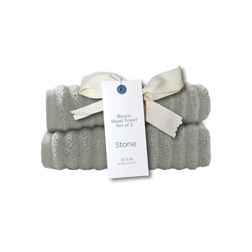 Blue Loom Luxury Ribbed Hand Towels Set, 100% Cotton, 600GSM, Soft Absorbent Durable Quick Drying, 2 Hand Towels for Bathroom - Mason Set of 2 (18