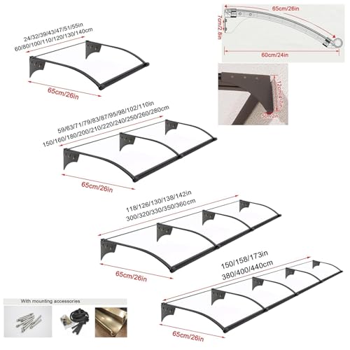 Auvent de porte extérieur polycarbonate 320 cm idéal façade maison - 3