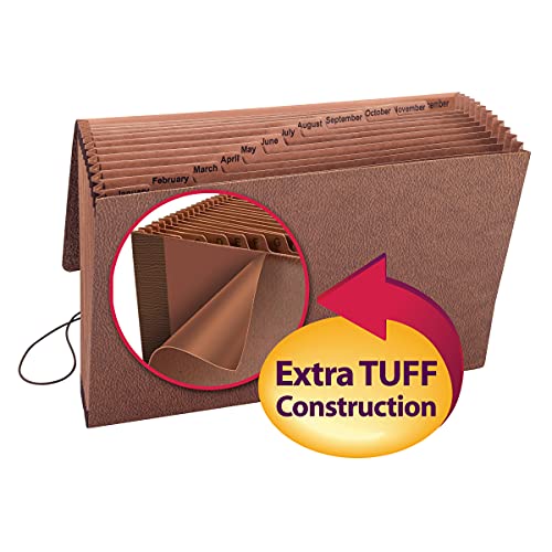 Smead Tuff Expanding File, 12 Pockets, Monthly (Jan.-Dec.), Flap And Cord Closure, Legal Size, Redrope (70390) #TOP1