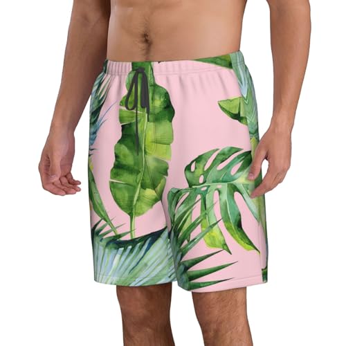 Fresh Banana Leaves Print Mens Casual Shorts Drawstring Summer Beach Stretch Shorts Novelty Swimtrunks2