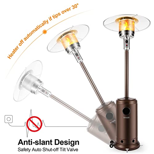 48,000 Btu Outdoor Patio Heater 87.8" Giant Sized Propane Gas Heater With Portable Wheels, Auto Shut-Off Tilt Valve, Piezo Ignition System, Anchoring Plates For Garden Porch Balcony Backyard #TOP3