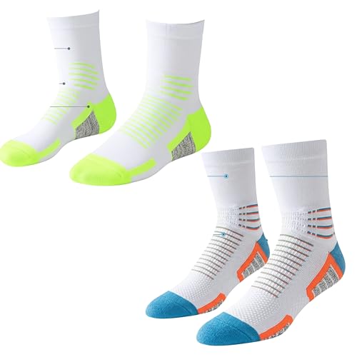 Image of Crew Socks for Women & Men Circulation, Diabetic and Neropathy Pain Relief, Swelling, Neuropathy, Runner, Nurses, Travel, Pregnancy, Flying - Pack of 2- (Green+ Blue)