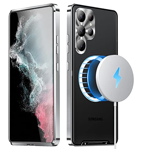 Coque Samsung S23 Ultra MagSafe en métal mat et protection d'objectif chic