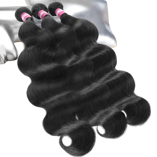 Body Wave Bundles Human Hair 12A Indian Human Hair Bundles 16 18 20 Inch Virgin Hair Extensions 100% Unprocessed Raw Human Hair Body Wave 3 Bundle Natural Color