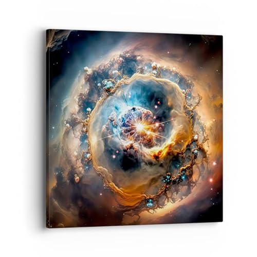 Moderne Impression sur Toile 40x40cm Image Tableau Decoration Murale Univers Cosmos Galaxie Tableaux Decoratifs Muraux Chambre Cuisine Carré Deco Cadre Décoration...