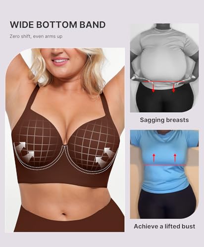 Image of SHAPELLX Back Smoothing Push Up Underwire Bra, Molded Cup Support Bra