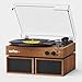 Echo Audio Frankie Bluetooth Record Player with External Speakers – 3-Speed Turntable with PC Recording, AUX/RCA Out, Headphone Jack (Walnut)
