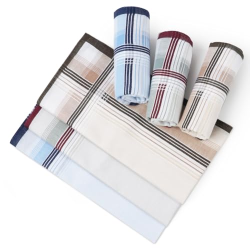 Aomig Taschentücher Herren, 12 Stück Baumwolle Stofftaschentücher Set, Traditionelle Taschentücher Stoff Herren Handkerchief, Wiederverwendbar Herrentaschentücher, 40cm x 40cm (3 Farben/A)