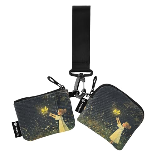 Firefly Lighting Up The Summer Dual Wristlet Wallets for Women Thin Flat Key Chain Wallet Change Purse with Zipper Coin Pocket for Daily Use 2 Packs estuches para tarjetas de credito
