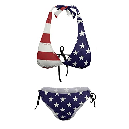Image of Women's Bikini Swimsuits American Flag Bathing Suits for Women Two Piece Bikini