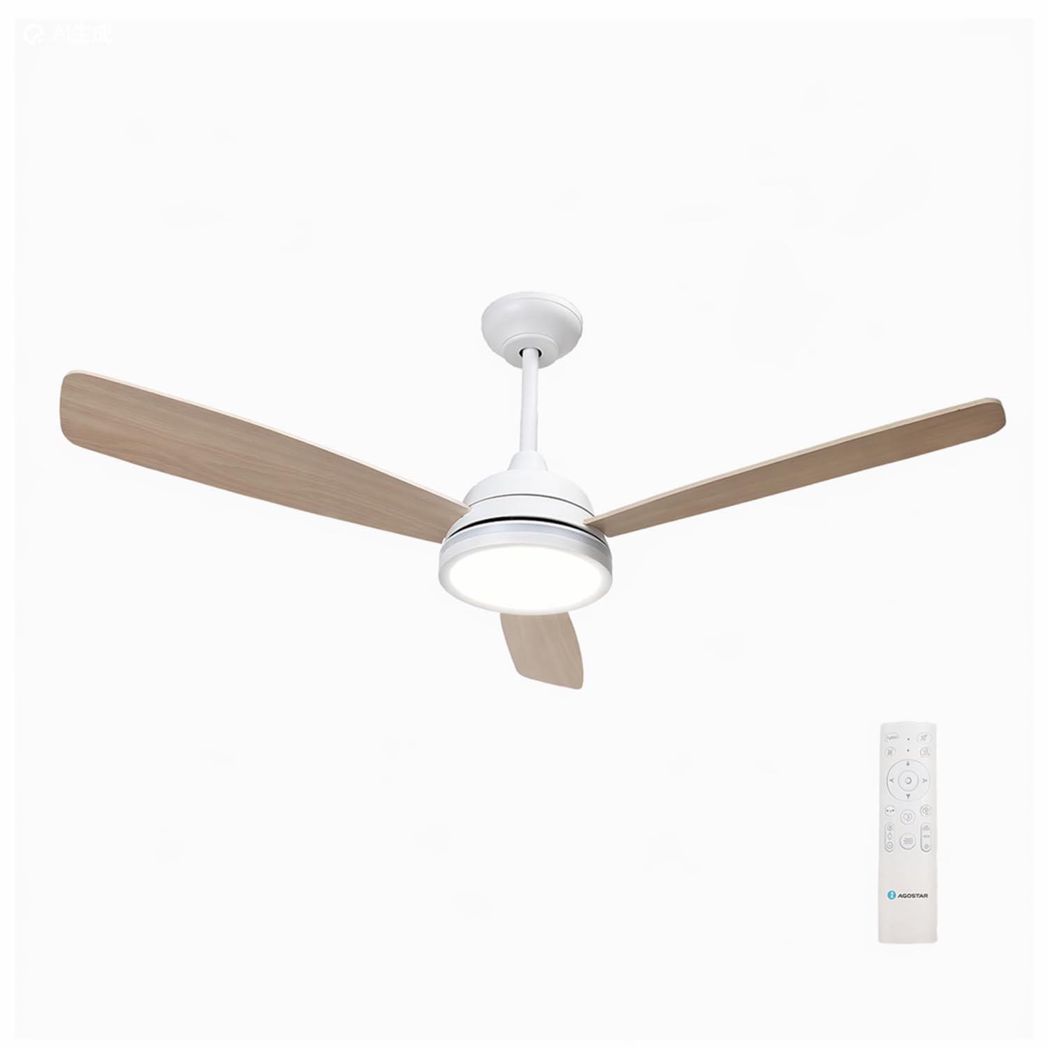 Aigostar Ventilatore da Soffitto con Luce e Telecomando Silenzioso, 2700K/4000K/6000K Dimmerabile, 25W Motor DC Reversibile, 6 Velocità, Adatto per soggiorno, camera da letto e sala da pranzo