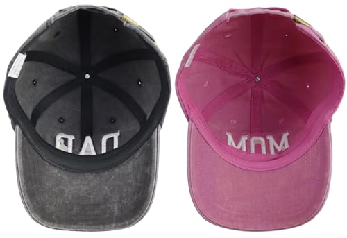 Image of Mom and Dad Hats for Men Women, Funny Adjustable Cotton 3D Embroidered Mama Papa Baseball Cap