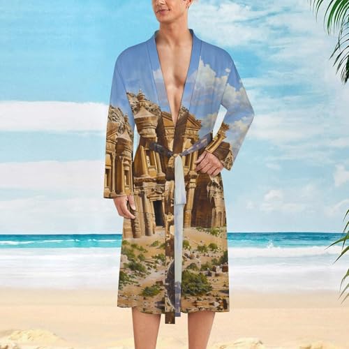 PetraLandscape Funny Men's Robe Soft Lightweight Bathrobe Long-sleeve Spa Robes2