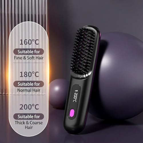 Brosse pour cheveux courts électrique pour lissage rapide bleu