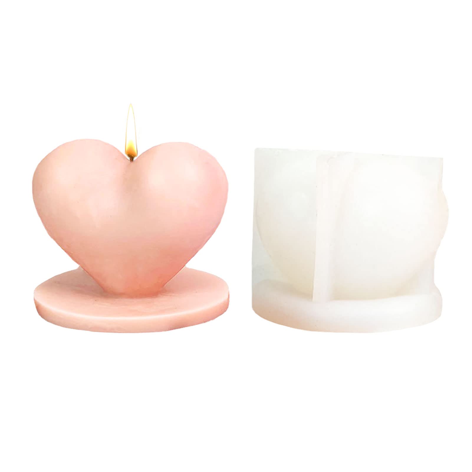 3D Heart Candle Mould for Candle Making Easy to Release Heart Silicone Candle Mould Valentines Heart Resin Decoration Mould Valentines Day Gifts Wedding Party Decor Mould