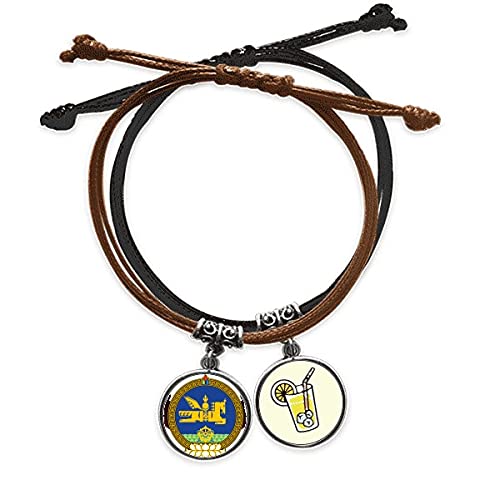 Bracelet symbole national Mongolie en cuir tressé ajustable