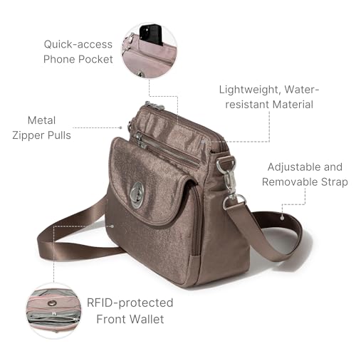 Image of Baggallini Calais Crossbody Bags for Women 10x7 Lightweight Water-Resistant Travel Purse, RFID & Interior Organization