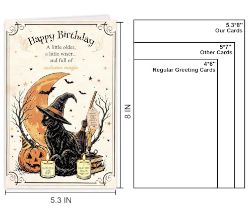 RPJIEKINXU Witchy Cat Halloween Birthday Card for Sister Friend Her - image 3