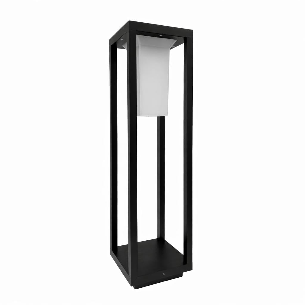 Lampione da Giardino E27 IP65, Lampada da Esterno Moderna in Alluminio, Paletto Luce per Viale Cortile Terrazzo, Nero/Bianco – PT-02 (NERO)