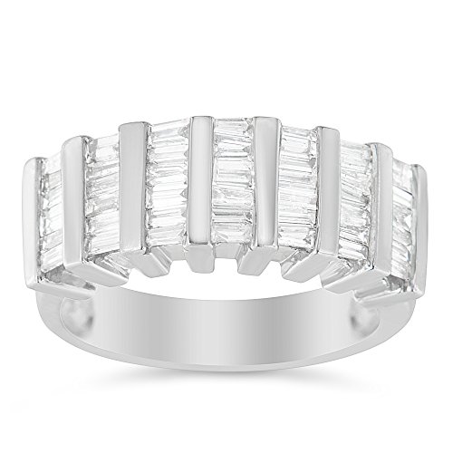 Haus of Brilliance .925 Sterling Silver 1.0 Cttw Baguette Cut Diamond Vertical Channel Fluted Multi-Row Unisex Fashion Wedding Ring (H-I Color, I1-I2 Clarity) - Size 7-1/4
